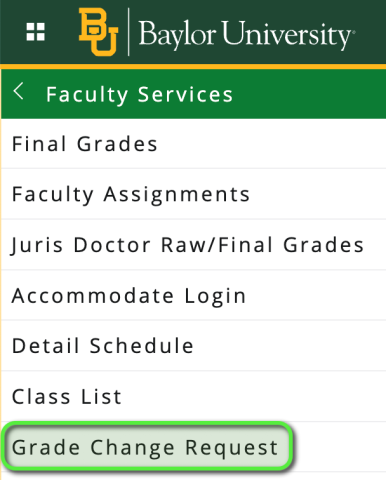 Changing Grade from Incomplete - Grade Change Request Step