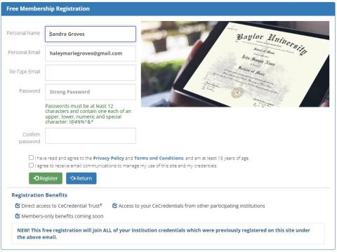 CeCredential Membership Registration